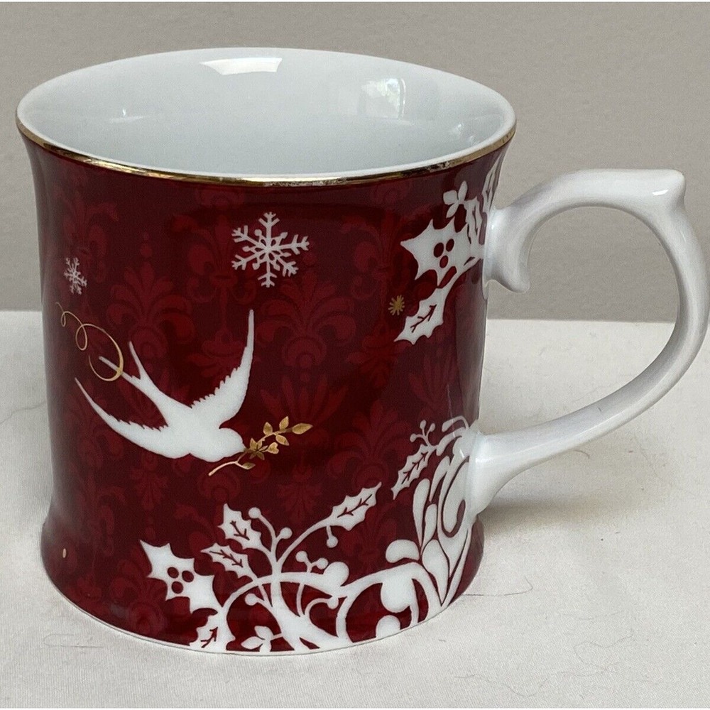 2010 Starbucks Mug Designed by Rosanna Birds Branch Gold 12oz Holiday - Picture 2 of 9